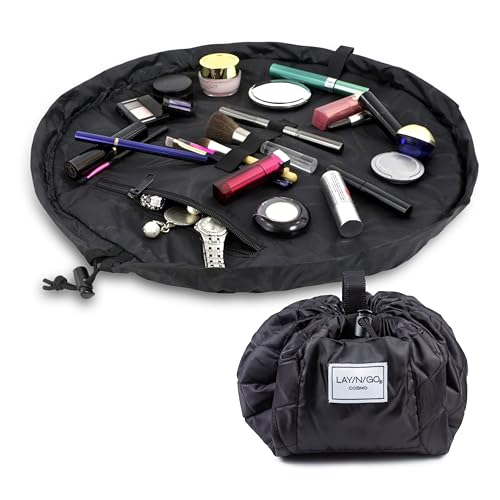 Lay-n-Go Cosmo Drawstring Makeup Bag Organizer – 20" Black