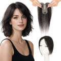 Real Human Hair Topper with Side Bangs - 10" Clip In
