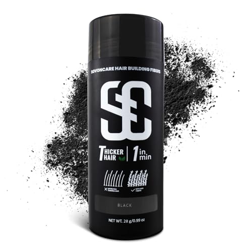 SOVONCARE Hair Fibers for Thinning Hair, Black 28g