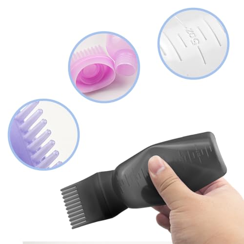 ELANE 4 Pack Root Comb Applicator Bottle for Hair Oil & Dye