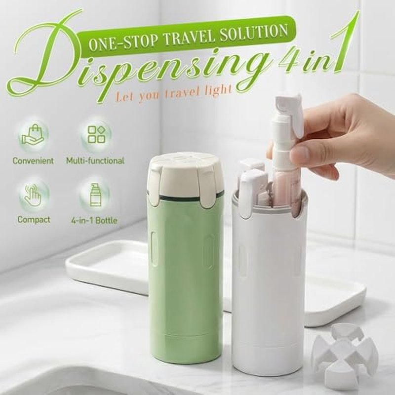 4-in-1 Travel Dispenser Bottle, 30ml Leak-Proof Toiletries