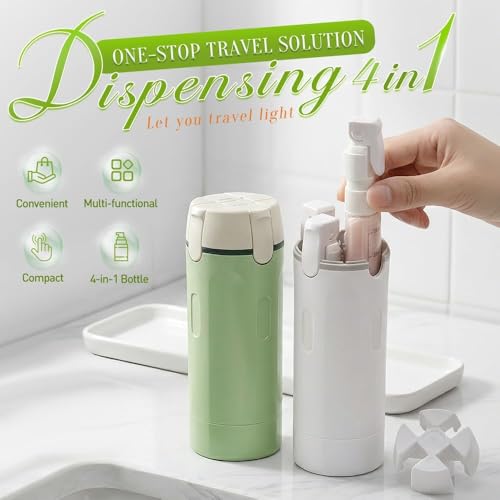 4-in-1 Travel Dispenser Bottle, 30ml Leak-Proof Toiletries