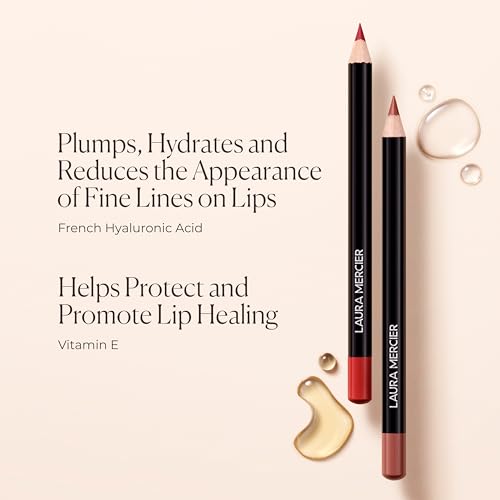 Laura Mercier Caviar Perfecting Lip Liner Pencil, 16HR Longwear, Comfortable Non-Dragging Application, Feather and Water-Proof, Infused with French Hyaluronic Acid and Vitamin E