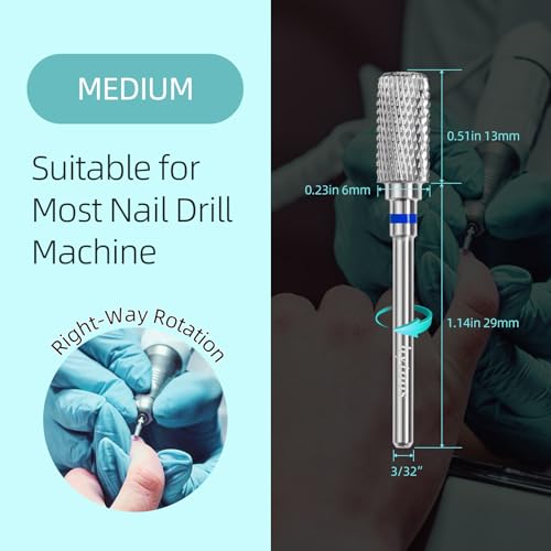 Barrel Dust-Proof Nail Drill Bit - D4S Cut, 3/32 Shank, Medium Grit