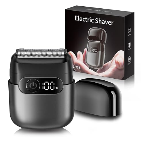 Electric Razor for Men, Foil Shaver and Beard Trimmer for Dry and Wet,Battery LED Display USB-C Fast Charge, IPX7 Waterproof Portable Travel Shaver (Charcoal Black)