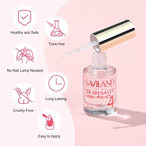 SAVILAND HEMA-Free Dip Powder Liquid Set - 10 Pc Dip Nail Starter Kit