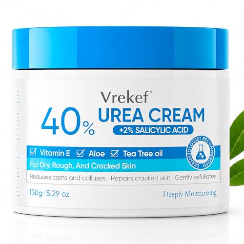 VREKEF 40% Urea Cream with 2% Salicylic Acid for Dry Cracked Heels (5.29 oz)