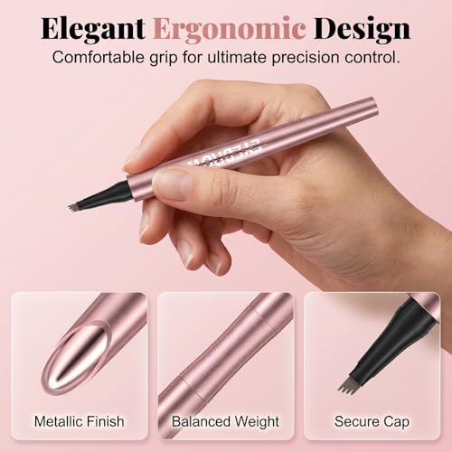 4-Tip Microblading Eyebrow Pen - Waterproof & Long-Lasting (Black)
