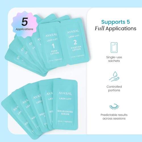 AYASAL Lash Lift Kit Refills: Step 1+2+Nourishing Serum Refill Set, Korean Thio-Free Lash Perm - Professional Long Lasting Results up to 6-8 Weeks - Eyelash Curling Set at Home - 5 Applications