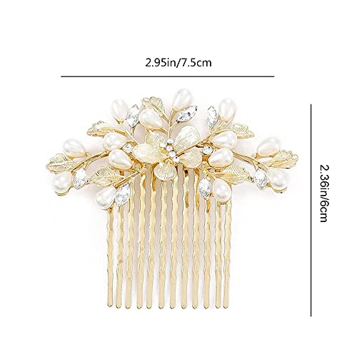 Gold Pearl Bridal Hair Comb - Wedding Hair Accessories
