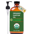 USDA Organic Castor Oil 16 oz - Cold Pressed, Hexane-Free Hair & Skin Treatment