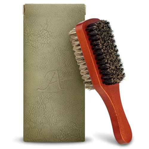 Men Hair Brush, 2-Sided Boar Bristle Slick Back Hair Brush for Men Barbers Beard & Hair Care for Thick Coarse Hair Detangling Smoothing