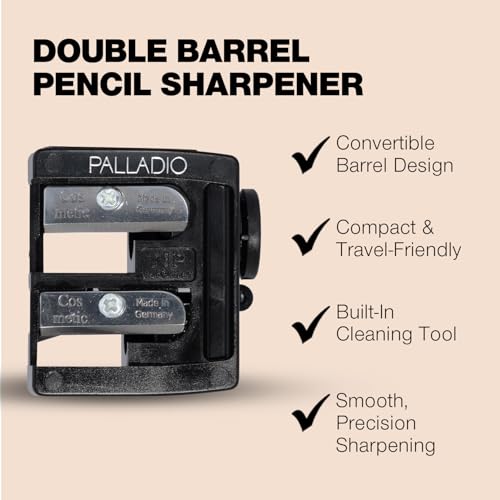 Palladio Double Barrel 3-in-1 Cosmetic Pencil Sharpener with Cover