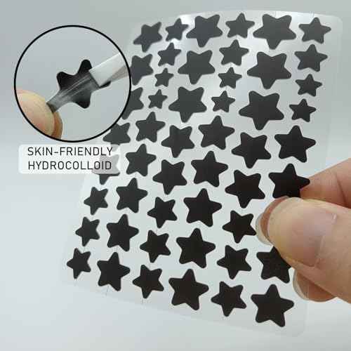 Black Star Pimple Patches for Face, 153 Counts Hydrocolloid Star Acne Patches, Cute Zit Covers for Face, Spot Stickers with Tea Tree, Salicylic Acid and Cica Oil