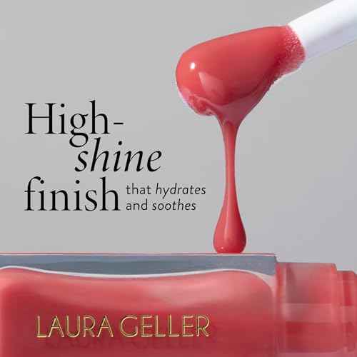 LAURA GELLER NEW YORK Fine Shine Glossy Lip Oil Duo, Rose Garden + Glass Half Full - Clear Pink Lip Gloss with Hydrating Squalane