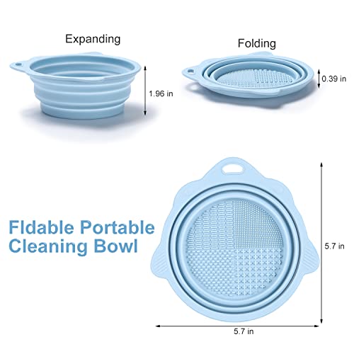 Foldable Silicone Makeup Brush Cleaner Bowl with Scrubber – Portable Travel Tool