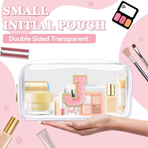Personalized Initial Clear Makeup Bag | Chenille Letter Design