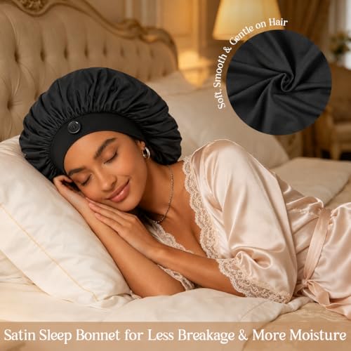 Aileam Silk Bonnet for Long Hair & Braids - 2 in 1 Hair Protection