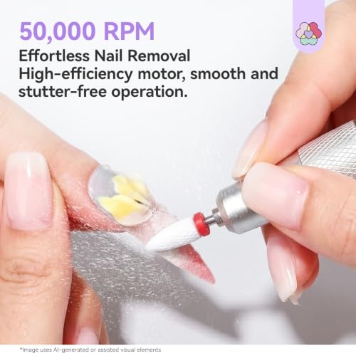 Electric Nail Drill 50000 RPM for Fast Acrylic Removal | Cordless & Quiet