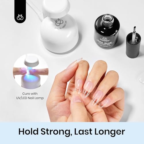 9-in-1 Nail Glue Set with No Wipe Base Coat & Top Coat - 15ml