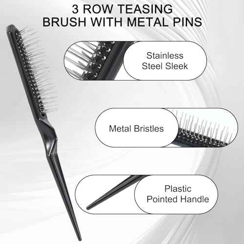 Wig Brushes for Synthetic Hair Wig Comb Set 3 Row Wire Brush Hair Extension Wire Loop 3 PCS