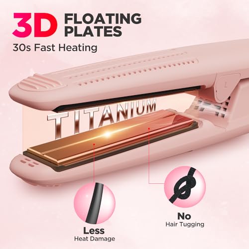 Pink MiroPure 360° Airflow Hair Curling Iron & Flat Iron 2-in-1, Ionic, Adjustable Temp