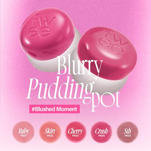 fwee Lip&Cheek Blurry Pudding Pot | Blushed Moment - Crush | Makeup Blush, Buildable Lightweight, Multi-Use Soft Matte Finish | 5g