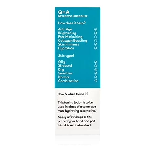 Q+A Marine Hyaluronate Toning Lotion, a Face Toner with Hyaluronic Acid and Marine Actives for Skin Suppleness, 100ml