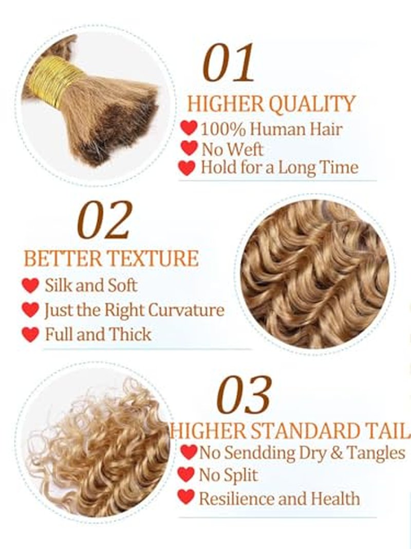 100% Unprocessed Brazilian Virgin Human Braiding Hair - 12A Deep Water Wave, 18 Inch