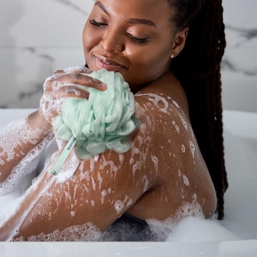 EcoTools Dry Body Brush for Circulation, Dead Skin Removal + Green Delicate EcoPouf Made with Recycled Netting for Cleansing and Exfoliating Sensitive Complexion, Self-Care Gifts