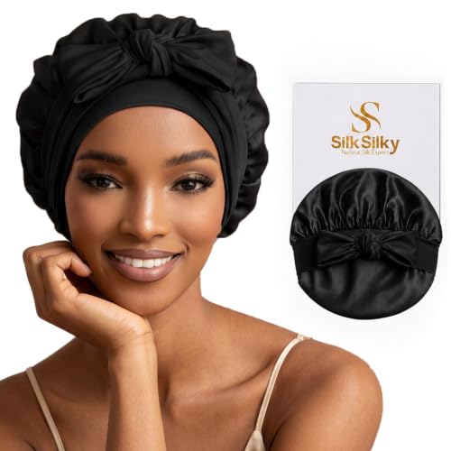 Luxurious 100% Mulberry Silk Bonnet for Sleeping - Adjustable Tie Band