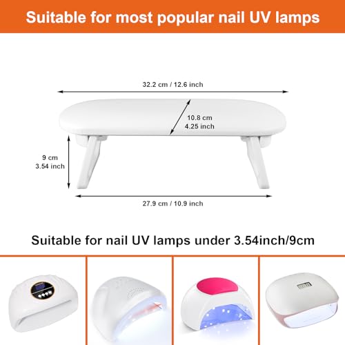 Nail Arm Rest, Foldable PU Leather Nail Hand Rest For Manicure+uffer Block Nail File, 30Count 100/180 Grit Sponge Nail Buffers for Acrylic Nails