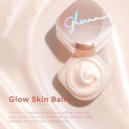 MISSHA Glow Skin Balm 1.69 fl oz/ 50ml 4-in-1 Primer, Moisturizing Cream, Morning Pack, Luminizing Cream for a Flawless Natural Glow, Glass Skin