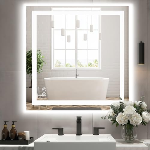 LED Bathroom Mirror 36x36 Anti-Fog Smart Vanity Light