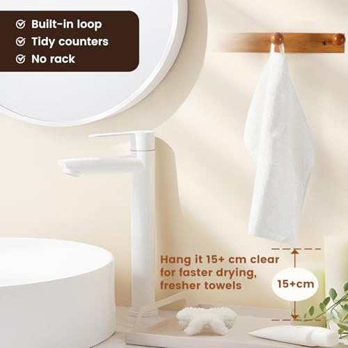 SEMAXE 12-Pack Cotton Washcloths with Hanging Loops, White