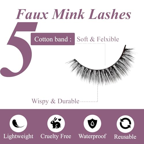Profusion Cosmetics Petal Perfect Garden Glamour 5 Pair Faux Mink Lash Set, Featuring 5 Lash Styles, Wispy Eyelashes to Achieve Eye Catching Look