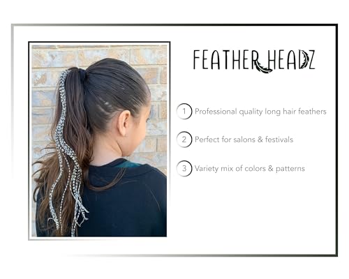 Feather Headz 50 Real Rooster Hair Feathers 9-14 Inch Color Hair Extensions DIY Kit