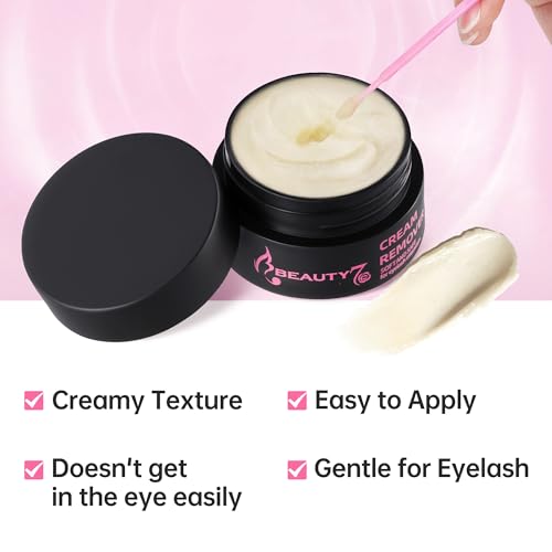 Beauty7 Eyelash Extensions Remover Cream - Fast & Low Irritation 5g