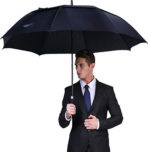 G4Free 47 Inch Automatic Open Golf Umbrella Extra Large Oversize Double Canopy Vented Windproof Waterproof Stick Umbrellas (Navy Blue)