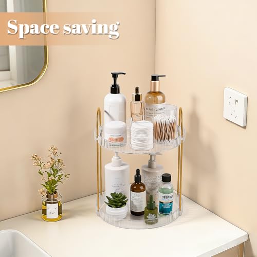 360° Rotating Makeup Organizer Tray - 2 Tier, 9.85" Lazy Susan