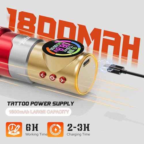 Neebol Wireless Tattoo Gun Kit ? Iron Style Tattoo Kit with LED Digital Display, 1800mAh Battery, 20PCs Cartridge Needles, Dot Mode, Complete Tattoo Machine Set for Professional & Beginner