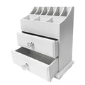 White Wood Cosmetics Organizer Makeup & Beauty Accessories Storage Rack with Drawers for Neat & Organize Storing of Makeup Tools Small Accessories at Home & Office Vanities & Bathroom Counter-top
