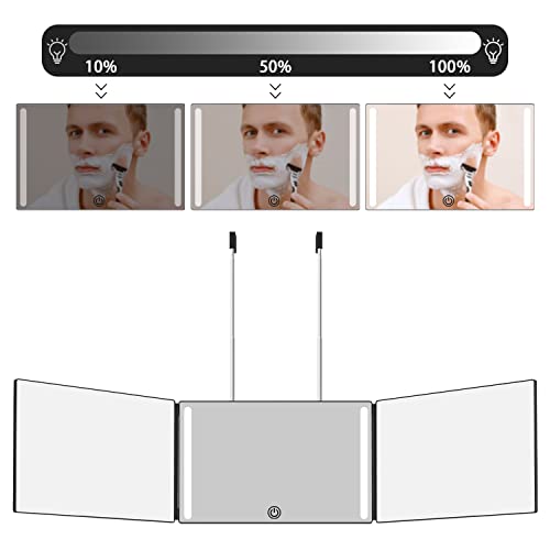 OLIBUY LED 3-Way Mirror for Hair Cutting and Makeup - Adjustable
