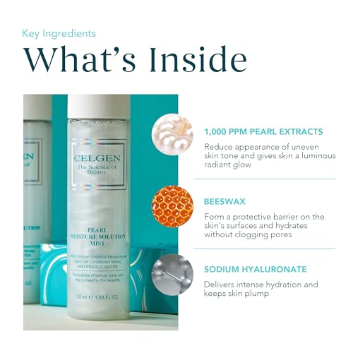 Pearl Moisture Solution Mist ? Ultra Fine 3-in-1 Setting Spray with Niacinamide and Pearl Extract, Glow Makeup Primer for Dry Skin, Travel Size Lightweight Facial Toner (1.68 fl oz)