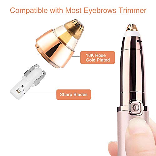 4 Pack Replacement Heads Compatible with Flawless Eyebrow Hair Remover Tool for Women, Rose Gold with a clean brush