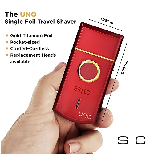 StyleCraft Uno Mini Single Foil Shaver USB Rechargeable Travel Size Red