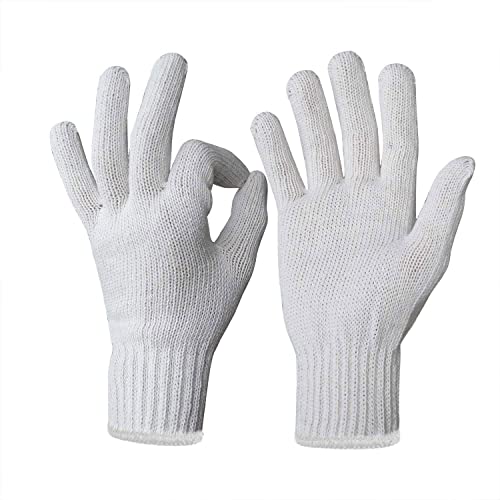 Evridwear Large No Dots Cotton-Polyester Knit Work Gloves, 12 Pairs – Painter Mechanic Safety