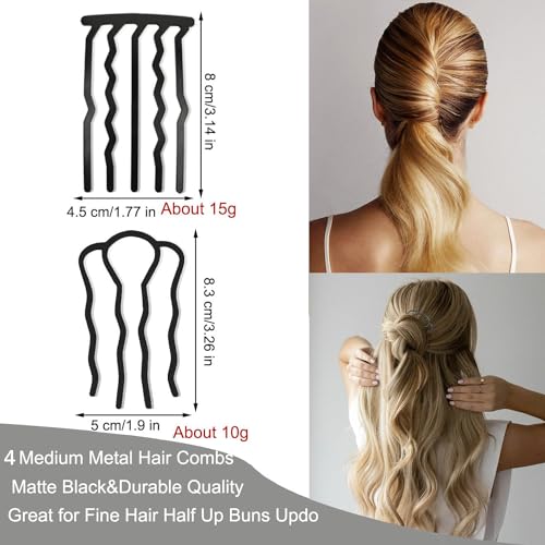8-Piece Hair Side Combs Set - French Twist & Bun Styling