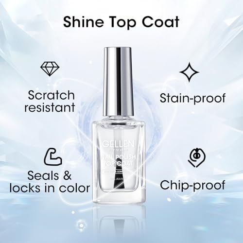 GELLEN Quick Air Dry Base & Top Coat Set - Calcium Nail Strengthener