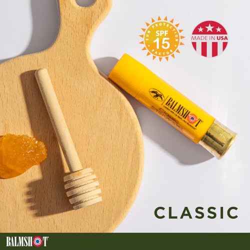 Pack of 12 - Balmshot Genuine Original Classic Beeswax Lip Balm, SPF 15, 0.15 oz